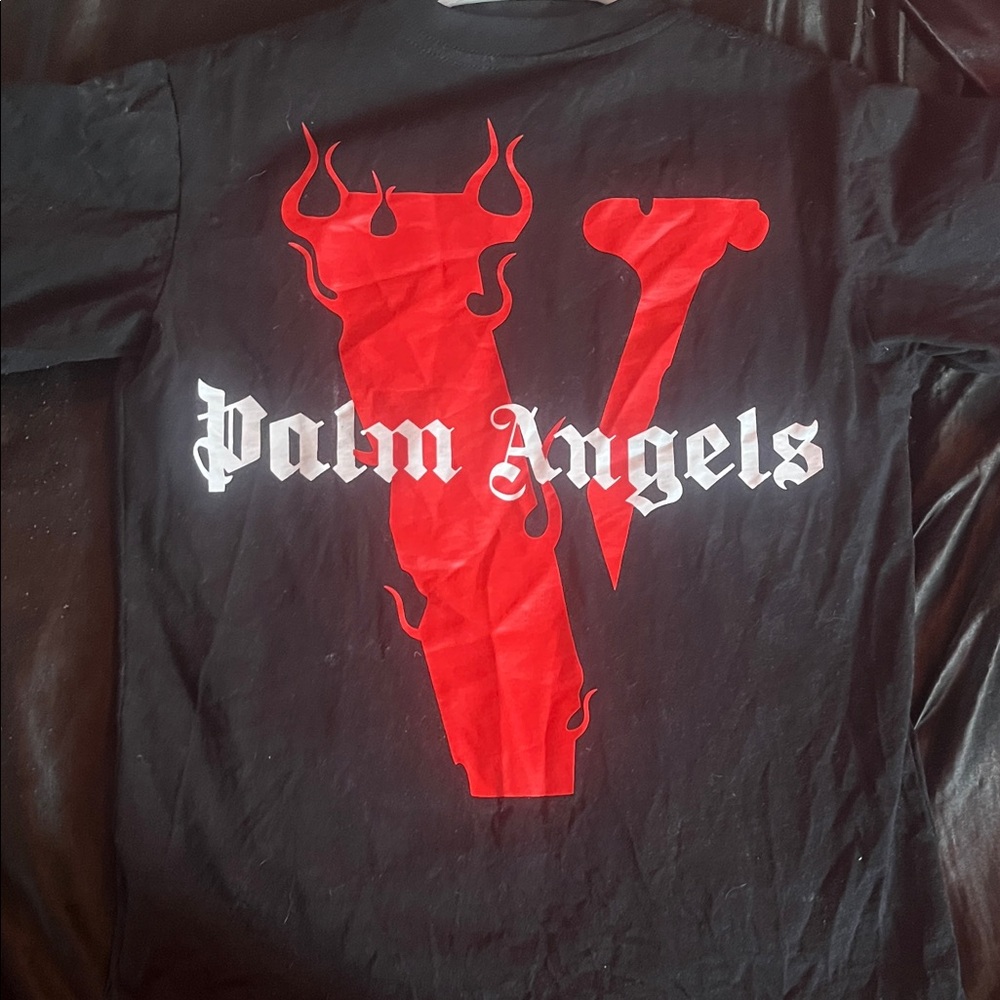 Palm Angels Black Shirt with Bold Red Graphic